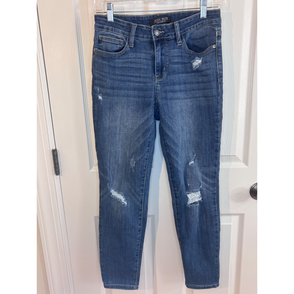 Judy Blue Relaxed Fit Distressed Skinny Jeans Dark Wash JB8289 DK Size 29